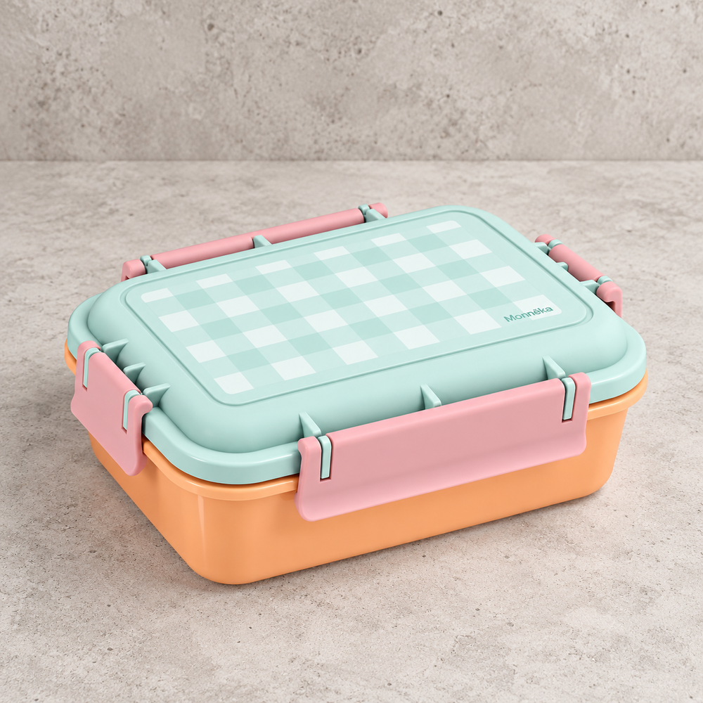 Monnëka Bento Lunch Box “Apricot-Vichy Aqua”