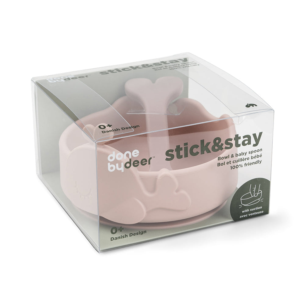 Done by Deer Silicone Stick&Stay Bowl & Baby Spoon Wally, Powder
