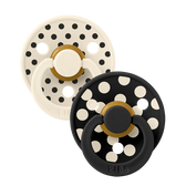 BIBS STUDIO Colour knupīšu komplekts (2 gab.) – Polka Ivory/Black