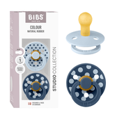 BIBS STUDIO Colour knupīšu komplekts (2 gab.) - Polka Baby Blue/Steel Blue