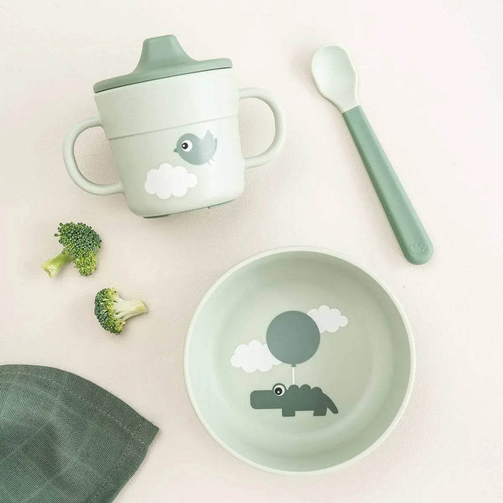 Done by Deer barošanas komplekts "Foodie First Meal Set", zaļā krāsā