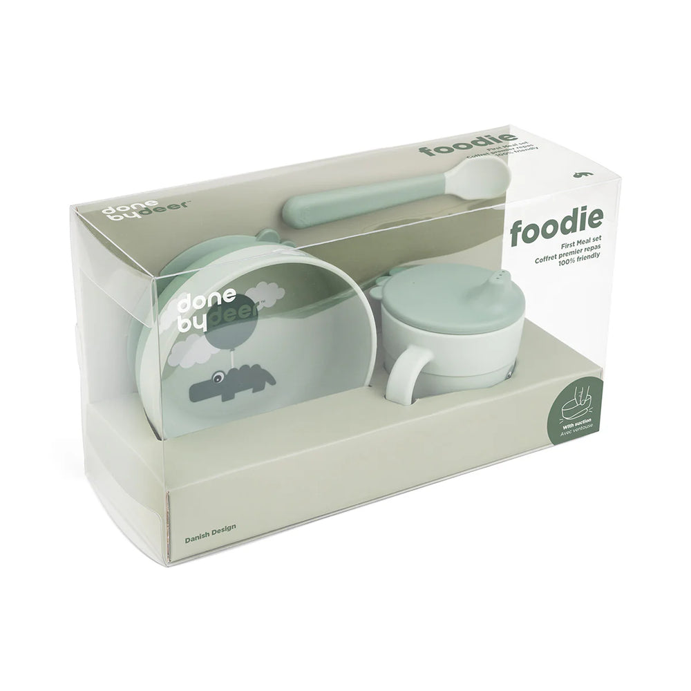 Done by Deer barošanas komplekts "Foodie First Meal Set", zaļā krāsā
