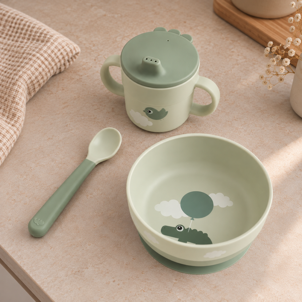 Done by Deer barošanas komplekts "Foodie First Meal Set", zaļā krāsā