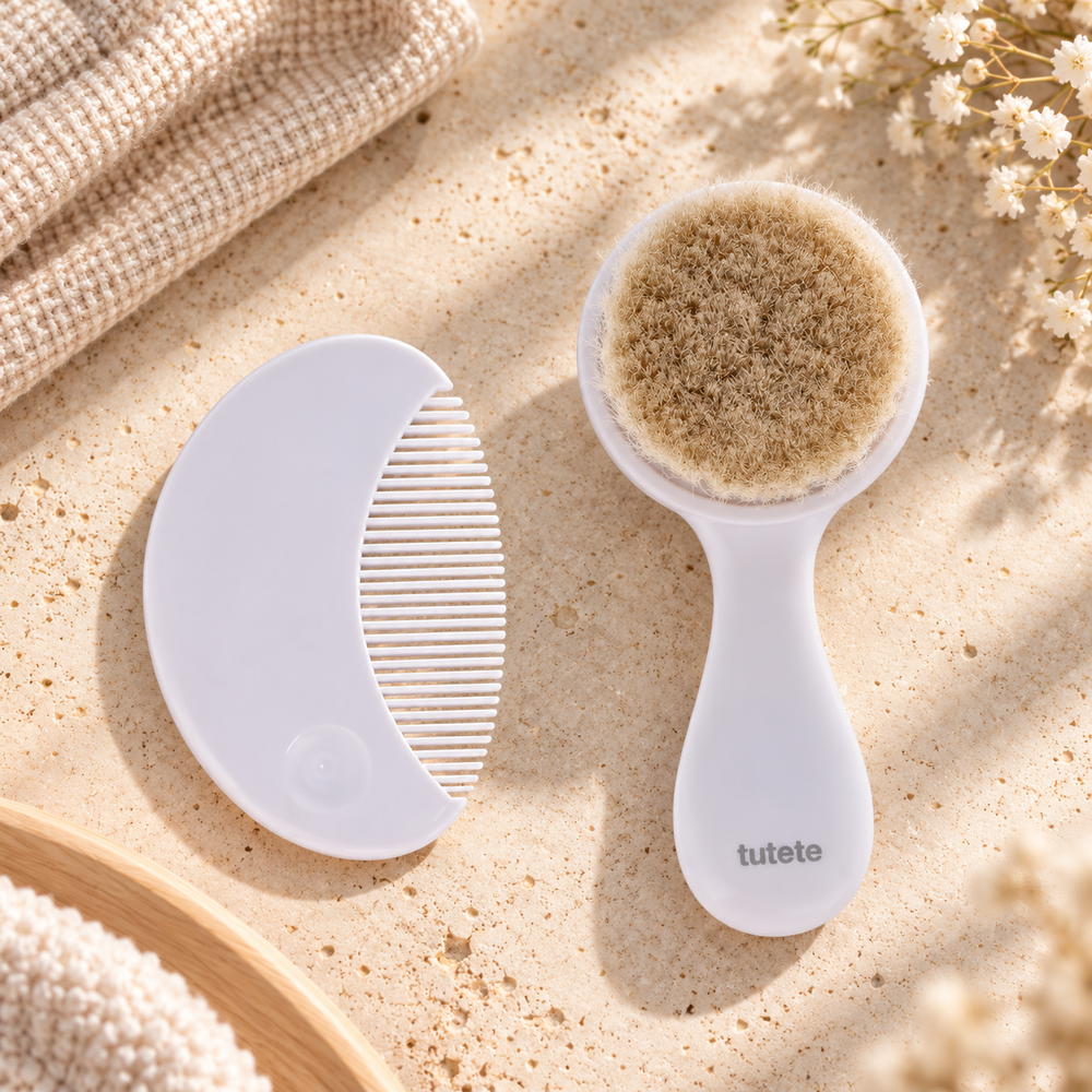 Tutete Baby Comb and Brush Set – White