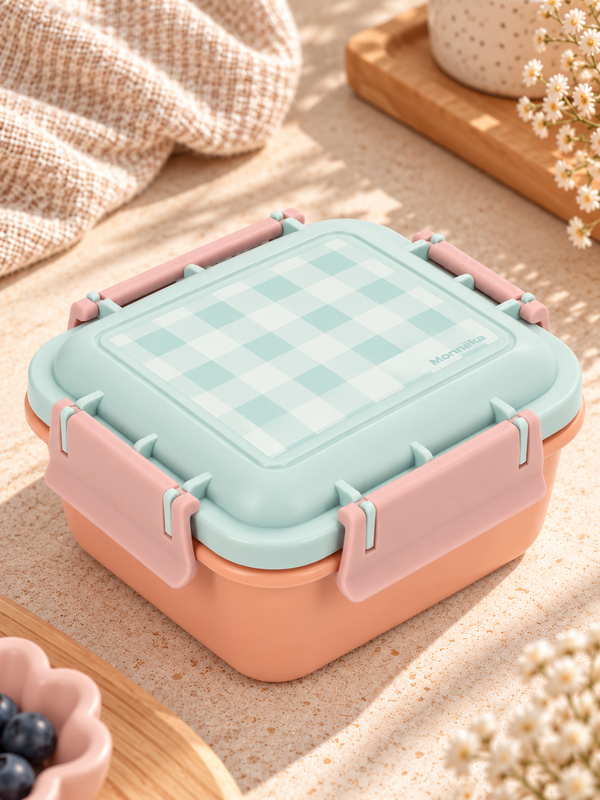 Monnëka lielā pusdienu kārbiņa “Apricot-Vichy Aqua”