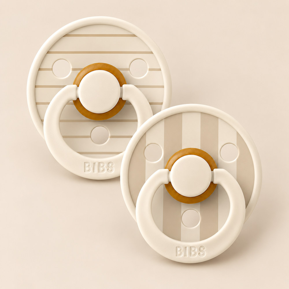BIBS STUDIO Colour Pacifiers, 2-Pack – Pin Ivory/Vanilla Mix